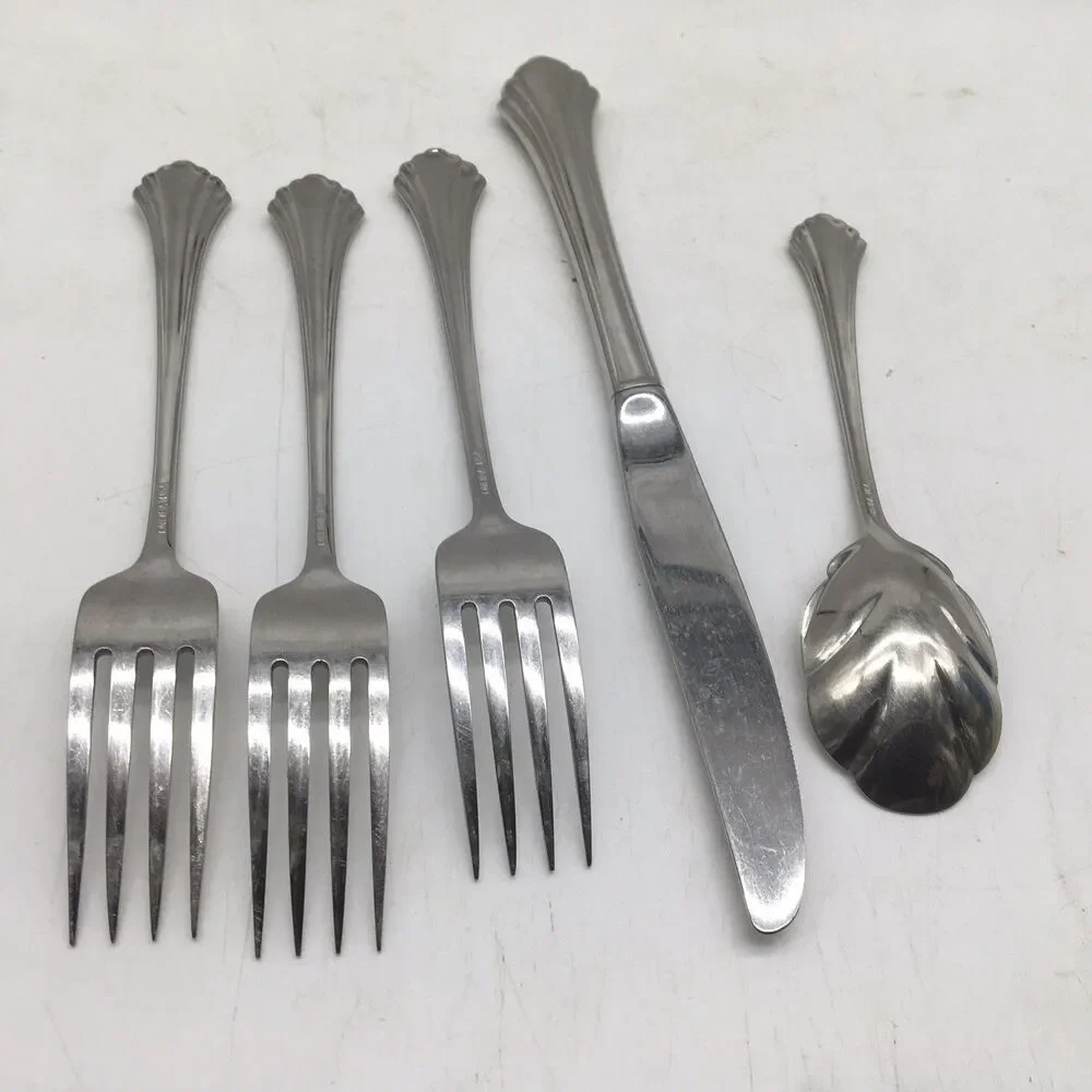Oneida USA BANCROFT Stainless Flatware Set Of 5 - Dinner Fork Knife Sugar Spoon